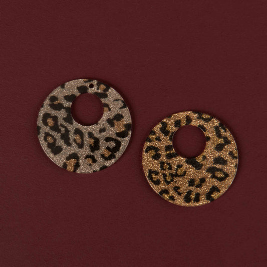 Pendentif rond léopard pailleté