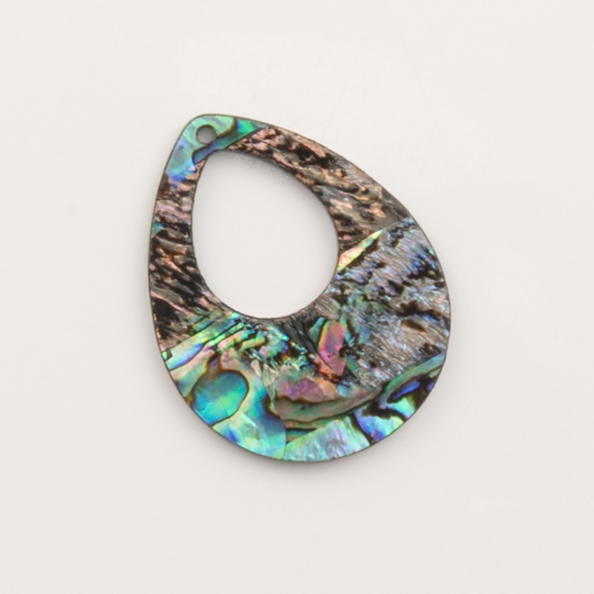Grand pendentif oval évidé en abalone bleu vert - to do bijoux