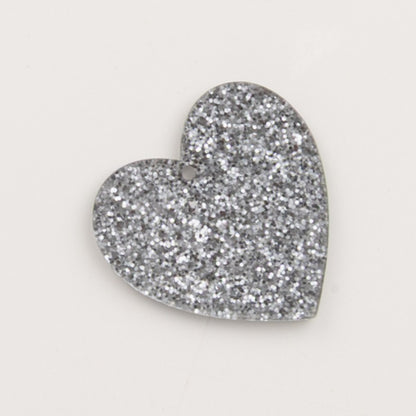 Pendentif coeur pailleté argent - to do bijoux
