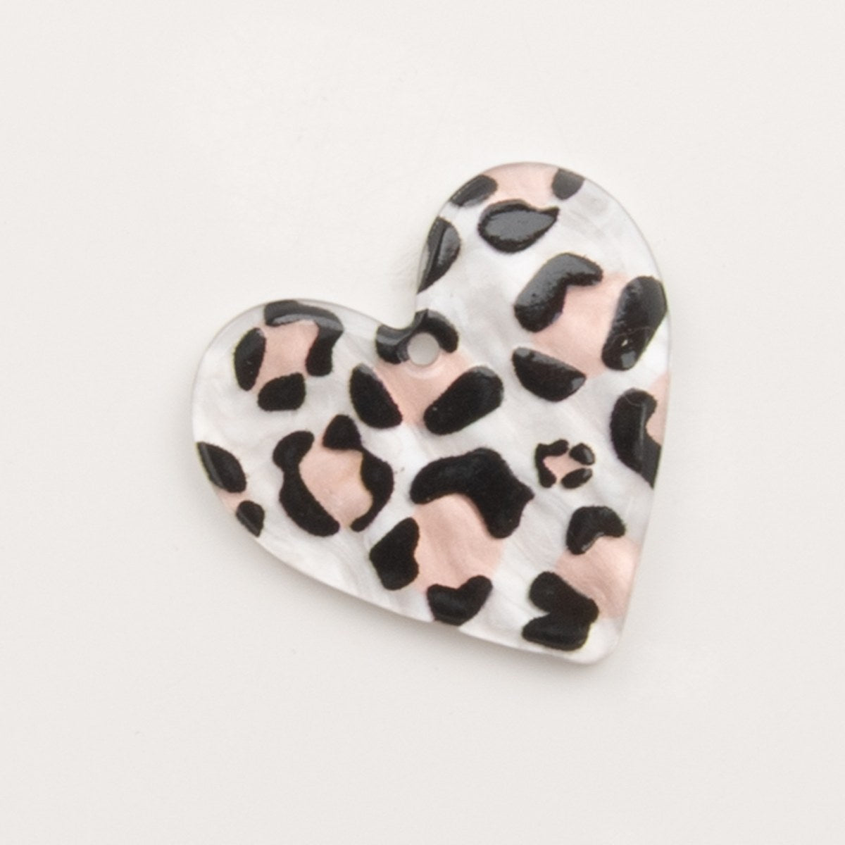 Pendentif coeur motif léopard rosé et noir - to do bijoux