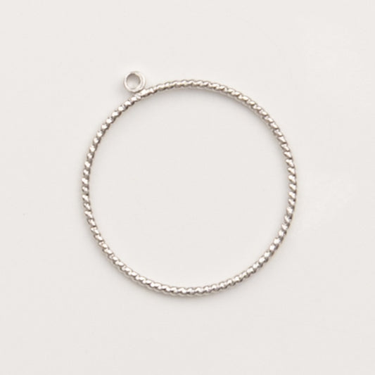 pendentif grande bague striée argenté-to do bijoux