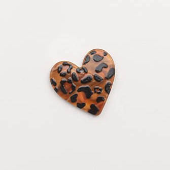 Coeur léopard marron-pendentif à créole (MP14)