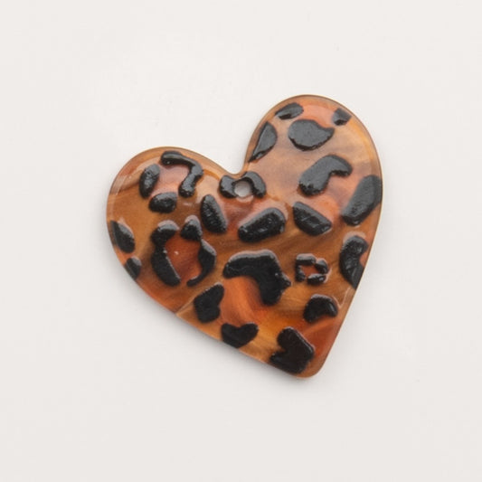 Pendentif cœur motif léopard marron pour créoles – To Do Bijoux