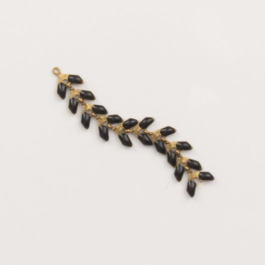 Pendentif frange épi émaillée noire et dorée pour créoles – To Do Bijoux