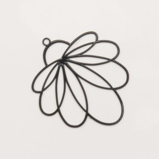 Pendentif fleur filigrane noire ajourée pour créoles – To Do Bijoux