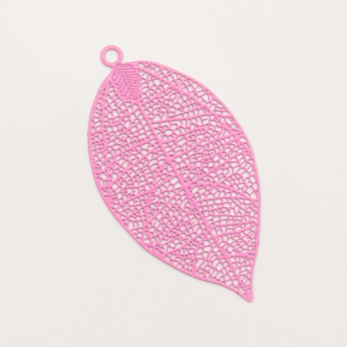 Feuille filigrane rose – pendentif pour créoles – To Do Bijoux
