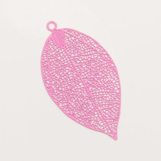 Feuille filigrane rose – pendentif pour créoles – To Do Bijoux
