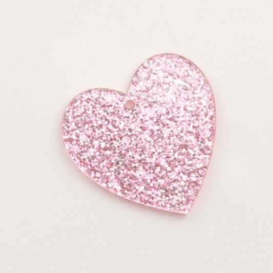 Coeur pailleté rose – pendentif pour créoles – To Do Bijoux