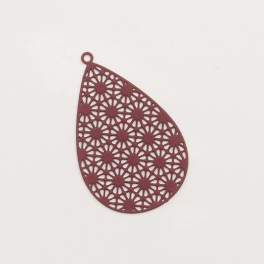 Goutte filigrane bordeaux – pendentif pour créoles – To Do Bijoux
